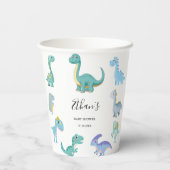 Stylish Dinosaur Baby Shower White Papieren Bekers (Achterkant)