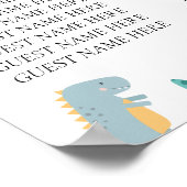 Stylish Dinosaur Baby Shower White Poster (Hoek)