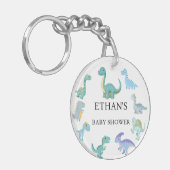 Stylish Dinosaur Baby Shower White Sleutelhanger (Voorkant Links)