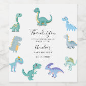 Stylish Dinosaur Baby Shower White Wijn Etiket (Enkel label)