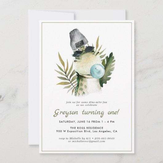 Stylish Dinosaur | Uitnodiging van de partij Birth (Voorkant)