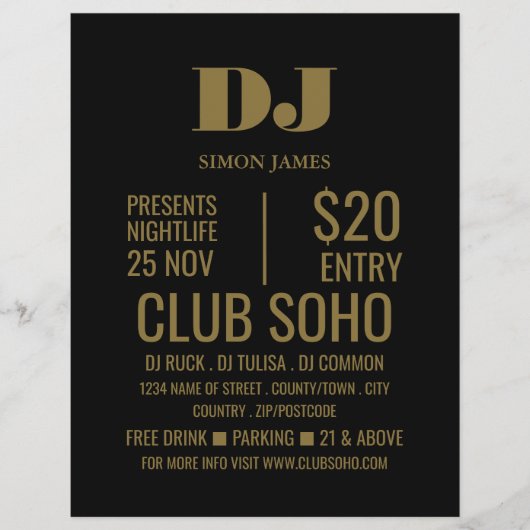 Stylish DJ, Club Event Adverteren Flyer (Voorkant)