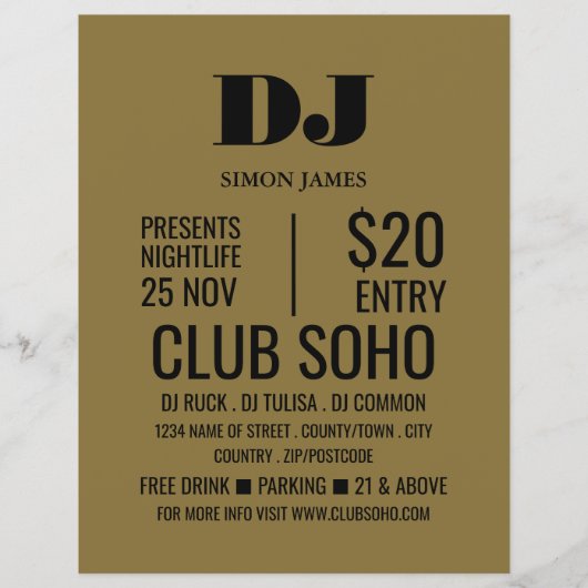 Stylish DJ, Club Event Adverteren Flyer (Voorkant)