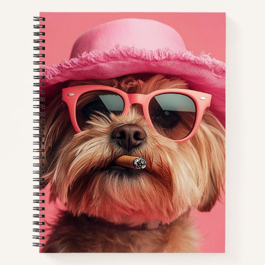 Stylish Dog in Pink Hat and Sunglasses Notebook Notitieboek (Voorkant)