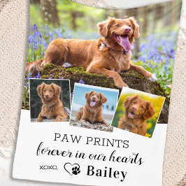 Stylish Dog Memorial Gift Pet Loss 4 Foto Collage Fleece Deken