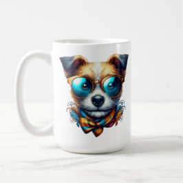 Stylish Dog With Glasses Colorful Modern Pet Art Koffiemok