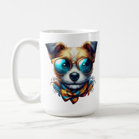 Stylish Dog With Glasses Colorful Modern Pet Art Koffiemok (Links)