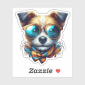 Stylish Dog With Glasses Colorful Modern Pet Art Sticker (Vel)