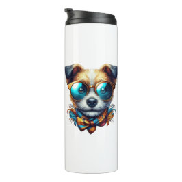 Stylish Dog With Glasses Colorful Modern Pet Art Thermosbeker
