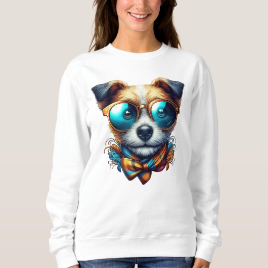 Stylish Dog With Glasses Colorful Modern Pet Art Trui (Voorkant)