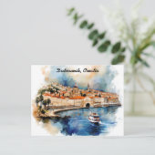 Stylish Dubrovnik Croatia Watercolor Painting Briefkaart (Staand voorkant)
