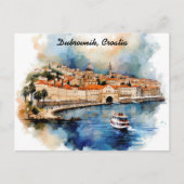 Stylish Dubrovnik Croatia Watercolor Painting Briefkaart (Voorkant)