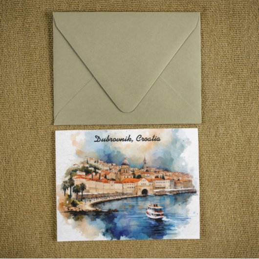 Stylish Dubrovnik Croatia Watercolor Painting Briefkaart