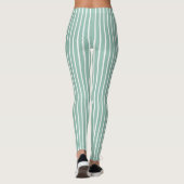 Stylish Duck Egg Blue Striped Watercolor Daisy  Leggings (Achterkant)
