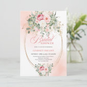 Stylish Dusty Pink Eucalyptus Bridal Shower Invite Kaart (Staand voorkant)