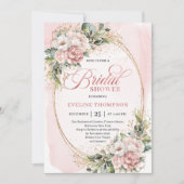 Stylish Dusty Pink Floral Bridal Shower Invitation Kaart (Voorkant)