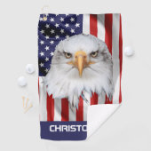 Stylish Eagle, The American Flag, Patriotic Golfhanddoek (Insitu)