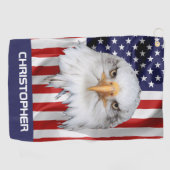 Stylish Eagle, The American Flag, Patriotic Golfhanddoek (Horizontaal)