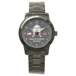 Stylish Eagle, The American Flag, Patriotic Horloge
