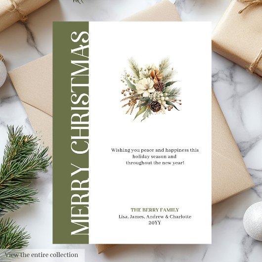 Stylish earthy colors Christmas greeting card Feestdagenkaart