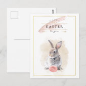 Stylish Easter Bunny | Happy Easter Waterverf Art Briefkaart (Voorkant / Achterkant)