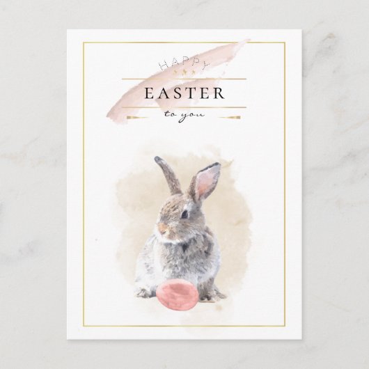 Stylish Easter Bunny | Happy Easter Waterverf Art Briefkaart (Voorkant)