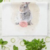 Stylish Easter Bunny | Happy Easter Waterverf Art Theedoek (Gevouwen)