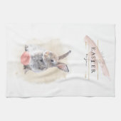 Stylish Easter Bunny | Happy Easter Waterverf Art Theedoek (Horizontaal)