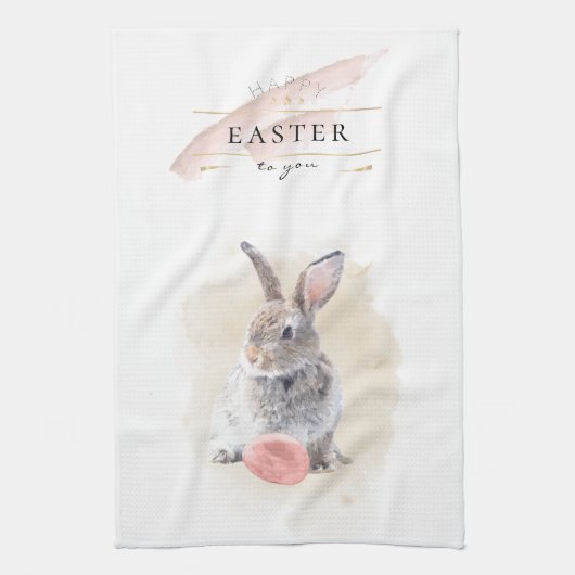 Stylish Easter Bunny | Happy Easter Waterverf Art Theedoek (Verticaal)