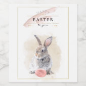 Stylish Easter Bunny | Happy Easter Waterverf Art Wijn Etiket (Enkel label)