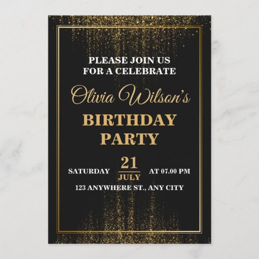 Stylish & Elegant Birthday Party Invitation Kaart (Voorkant)