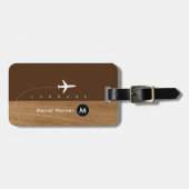 Stylish Elegant Masculine Brown Wood Bagagelabel (Voorkant horizontaal)