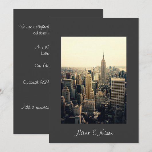 Stylish Elegant New York Wedding Invitation Kaart (Voorkant / Achterkant)