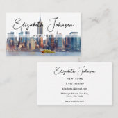Stylish Elegant Script New York Skyline Visitekaartje (Voorkant / Achterkant)