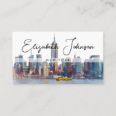 Stylish Elegant Script New York Skyline Visitekaartje (Voorkant)