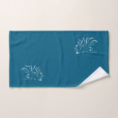 Stylish, Elegant, White Horse Silhouettes on Blue Bad Handdoek (Handdoek)