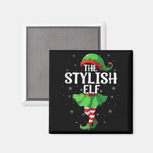 Stylish Elf Christmas Girls Women Elf Squad Xmas F Magneet (Voorkant / Achterkant)