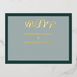 Stylish Emerald Wedding Meal Choice RSVP Folie Kaa Uitnodiging Briefkaart