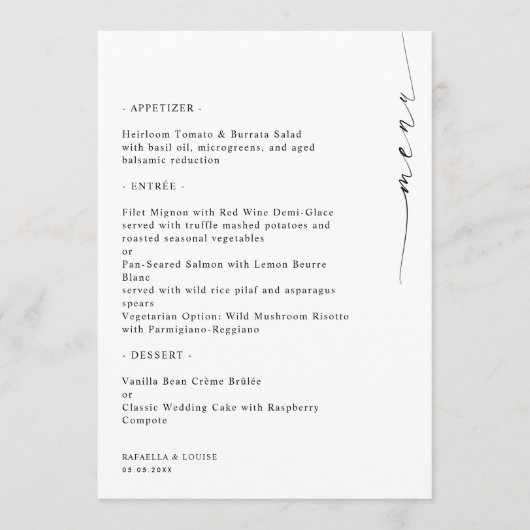 Stylish Engagement Wedding or Bridal Shower Menu Kaart (Voorkant)