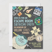 Stylish Escape Room, Birthday Party Kaart (Voorkant)
