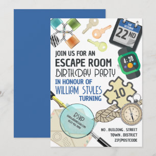 Stylish Escape Room, Birthday Party Kaart