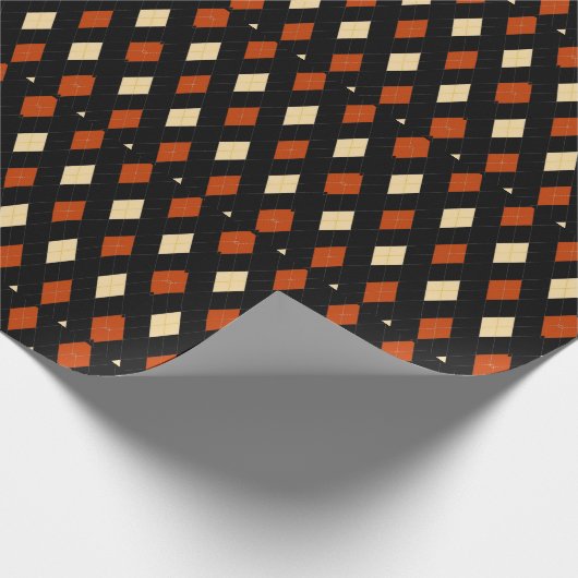Stylish Fall Argyle Pattern Black Orange Cream Cadeaupapier (Hoek)