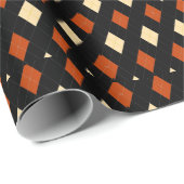 Stylish Fall Argyle Pattern Black Orange Cream Cadeaupapier (Rol Hoek)