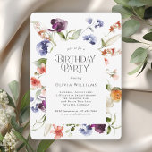Stylish Fantasy Floral Birthday Party Kaart
