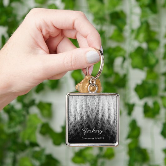 Stylish Feathers Monogrammed Sleutelhanger (Hand)