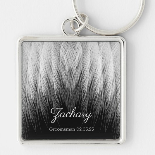 Stylish Feathers Monogrammed Sleutelhanger (Voorkant)