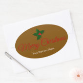 Stylish Festive Merry Christmas Message Oval  Ovale Sticker (Envelop)