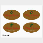 Stylish Festive Merry Christmas Message Oval  Ovale Sticker (Vel)