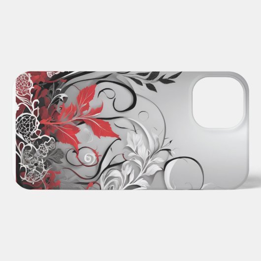 Stylish Floral and Lacy Leaf Design iPhone Hoesje (Achterkant horizontaal)