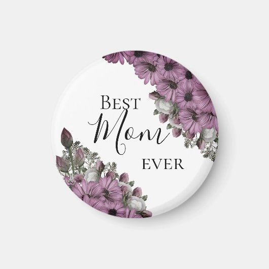 Stylish Floral Best Mam ooit Magneet (Voorkant)